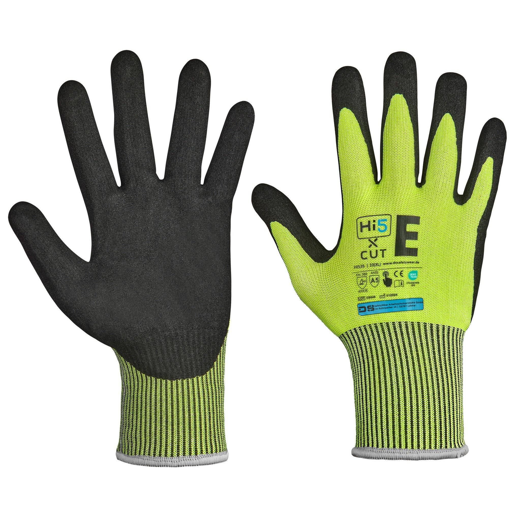 Hi5 X Cut Schnittschutz Handschuhe 4X43E, gelb