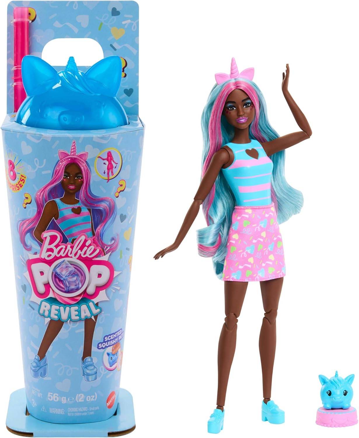 Barbie Pop Reveal Set Puppe + Accessoires Shakes-Serie duftend Einhorn JCN86 3+