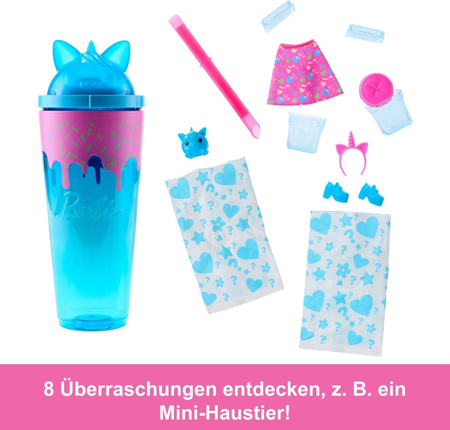 Barbie Pop Reveal Set Puppe + Accessoires Shakes-Serie duftend Einhorn JCN86 3+