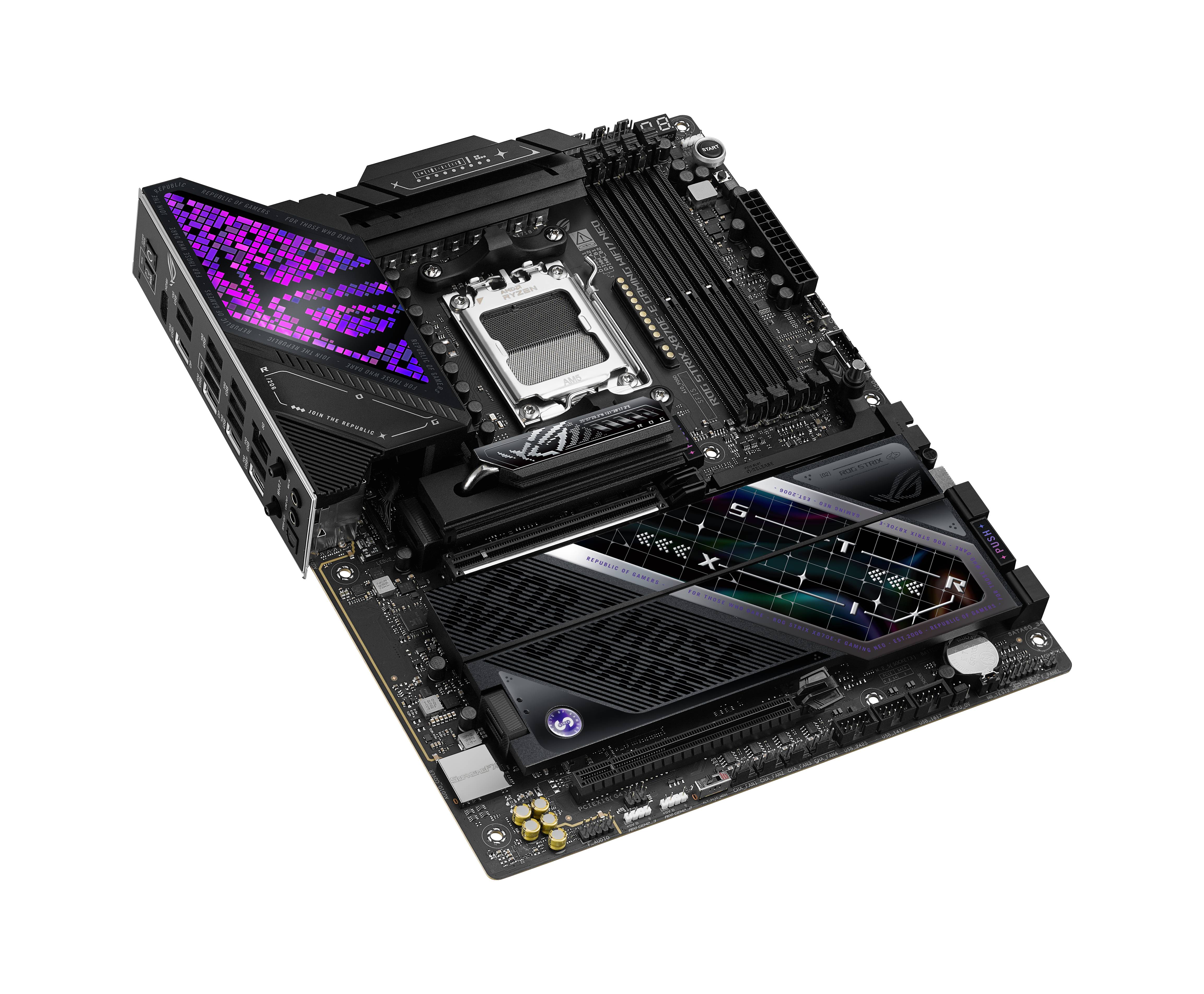 ASUS ROG STRIX X870E-E GAMING WIFI7 NEO, AMD, Sockel AM5, AMD Ryzen 9000 Series, AMD Ryzen 8000 Series, AMD Ryzen 7000 Series, DDR5-SDRAM, 256 GB