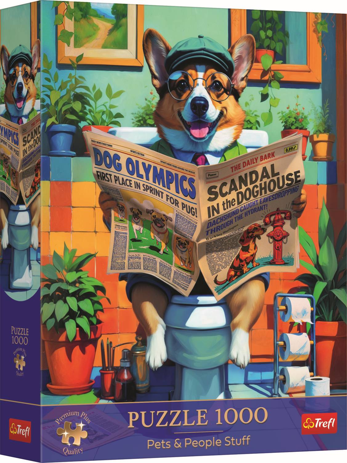 Trefl, Corgi auf der Toilette, 1000 Teile Premium Plus Puzzle