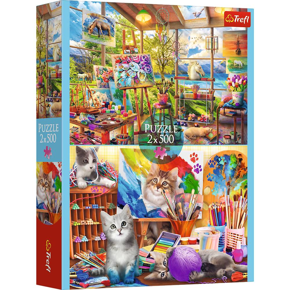 Trefl, Katzen / Malerei, 2x500 Teile Puzzle