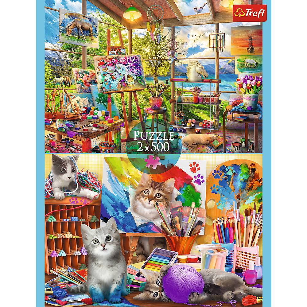 Trefl, Katzen / Malerei, 2x500 Teile Puzzle