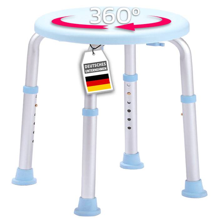 FLOORDIREKT Duschhocker Pedro - Höhenverstellbarer Duschsitz mit 360° Drehfunktion - Mit rutschhemmenden Standfüßen - Belastbar bis 150 kg