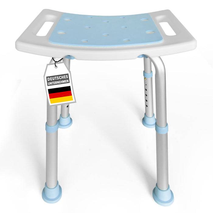 FLOORDIREKT Duschhocker Nora - Höhenverstellbarer Duschsitz mit rutschhemmenden Standfüßen - Vielseitig einsetzbar - Belastbar bis 136 kg