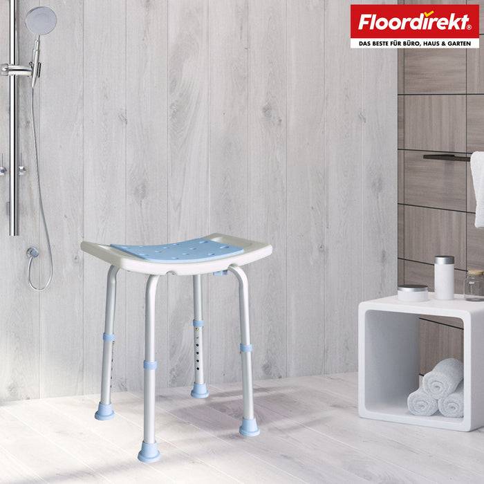 FLOORDIREKT Duschhocker Nora - Höhenverstellbarer Duschsitz mit rutschhemmenden Standfüßen - Vielseitig einsetzbar - Belastbar bis 136 kg