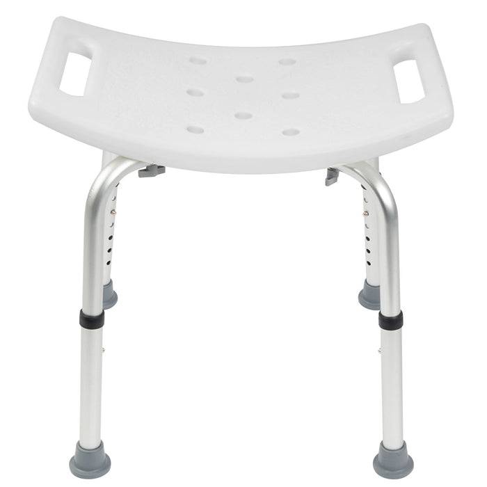 KARAT Duschhocker Noah Plus - Höhenverstellbarer Duschsitz mit rutschhemmenden Standfüßen - Perforierte Sitzfläche - Belastbar bis 136 kg