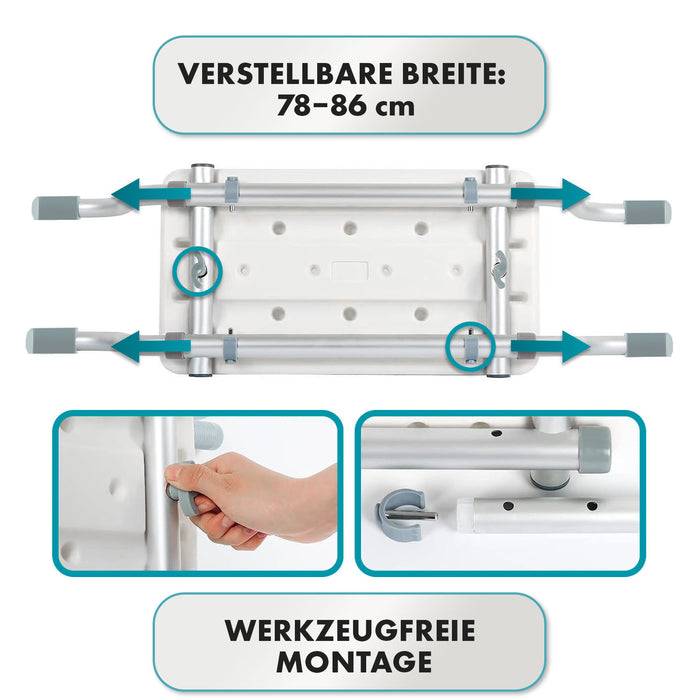 KARAT Badewannensitz Levi - Ergonomische Sitzfläche - Langlebig & Pflegeleicht - Belastbar bis 150 kg
