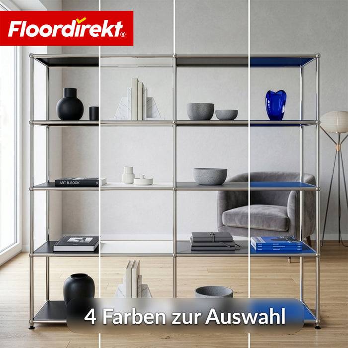 FLOORDIREKT Metallregal Concept Epure MK-15 - Offenes Sideboard & Ablageregal - 5 Ablageflächen - Schwarz