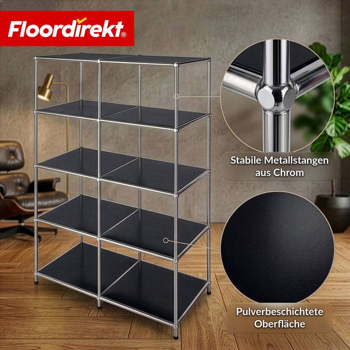 FLOORDIREKT Metallregal Concept Epure MK-15 - Offenes Sideboard & Ablageregal - 5 Ablageflächen - Schwarz