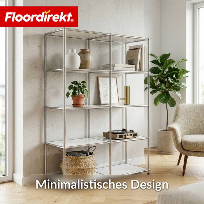 FLOORDIREKT Metallregal Concept Epure MK-15 - Offenes Sideboard & Ablageregal - 5 Ablageflächen - Weiß
