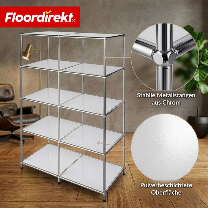 FLOORDIREKT Metallregal Concept Epure MK-15 - Offenes Sideboard & Ablageregal - 5 Ablageflächen - Weiß