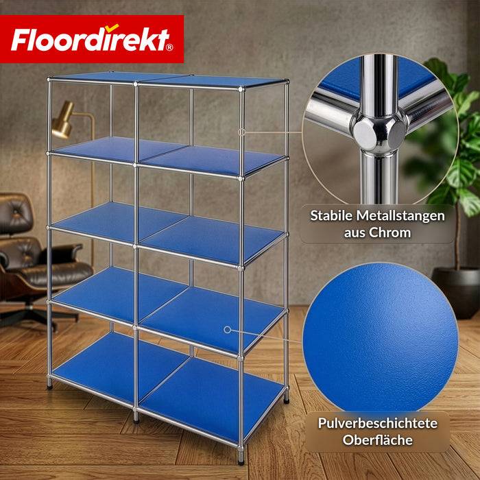 FLOORDIREKT Metallregal Concept Epure MK-15 - Offenes Sideboard & Ablageregal - 5 Ablageflächen - Blau
