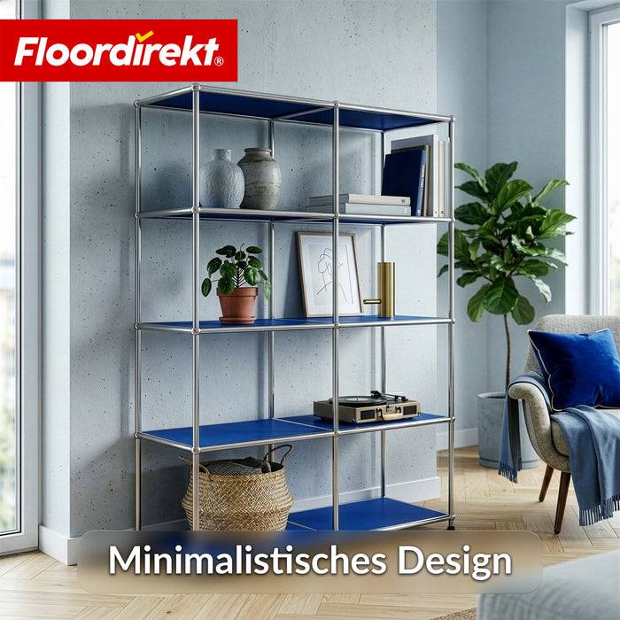 FLOORDIREKT Metallregal Concept Epure MK-15 - Offenes Sideboard & Ablageregal - 5 Ablageflächen - Blau
