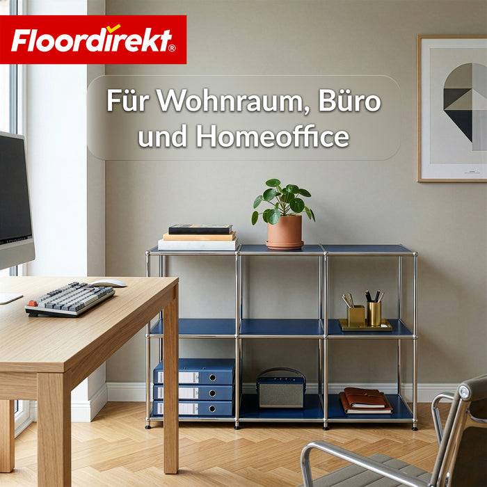 FLOORDIREKT Metallregal Concept Epure MK-018 - Offenes Sideboard & Ablageregal - 3 Ablageflächen - Blau