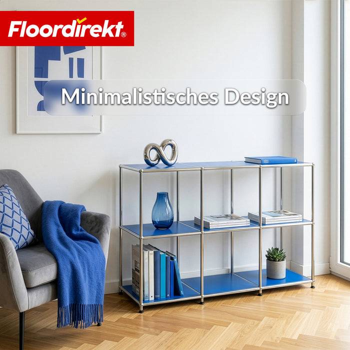 FLOORDIREKT Metallregal Concept Epure MK-018 - Offenes Sideboard & Ablageregal - 3 Ablageflächen - Blau