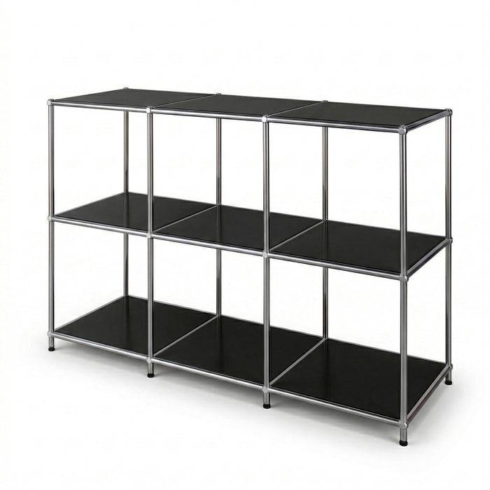 FLOORDIREKT Metallregal Concept Epure MK-018 - Offenes Sideboard & Ablageregal - 3 Ablageflächen - Schwarz