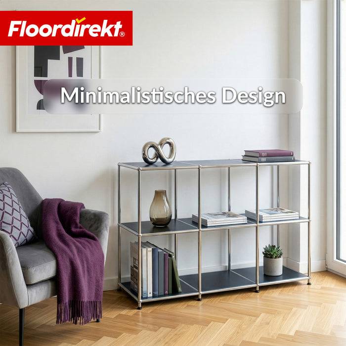 FLOORDIREKT Metallregal Concept Epure MK-018 - Offenes Sideboard & Ablageregal - 3 Ablageflächen - Schwarz