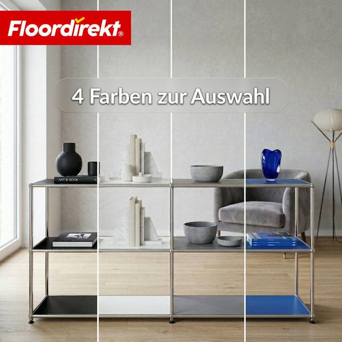 FLOORDIREKT Metallregal Concept Epure MK-018 - Offenes Sideboard & Ablageregal - 3 Ablageflächen - Schwarz
