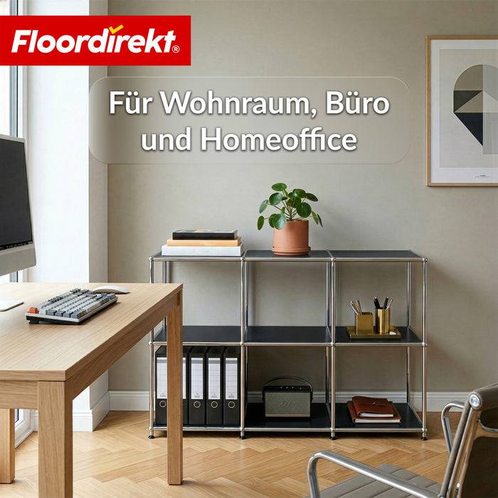 FLOORDIREKT Metallregal Concept Epure MK-018 - Offenes Sideboard & Ablageregal - 3 Ablageflächen - Schwarz