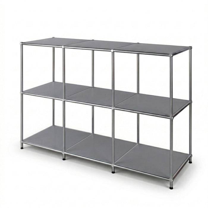FLOORDIREKT Metallregal Concept Epure MK-018 - Offenes Sideboard & Ablageregal - 3 Ablageflächen - Grau