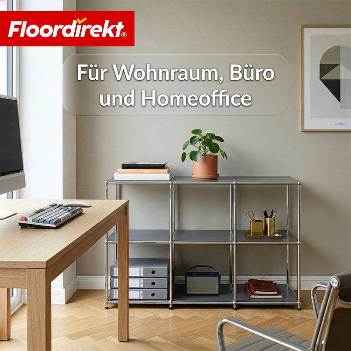 FLOORDIREKT Metallregal Concept Epure MK-018 - Offenes Sideboard & Ablageregal - 3 Ablageflächen - Grau