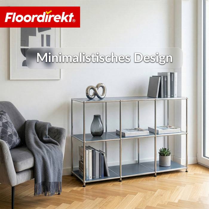 FLOORDIREKT Metallregal Concept Epure MK-018 - Offenes Sideboard & Ablageregal - 3 Ablageflächen - Grau