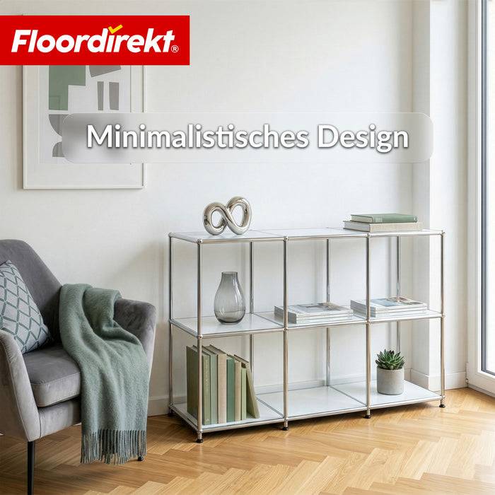 FLOORDIREKT Metallregal Concept Epure MK-018 - Offenes Sideboard & Ablageregal - 3 Ablageflächen - Weiß