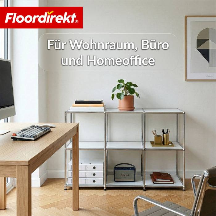 FLOORDIREKT Metallregal Concept Epure MK-018 - Offenes Sideboard & Ablageregal - 3 Ablageflächen - Weiß