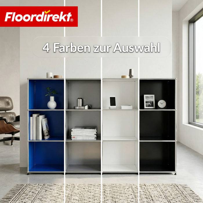FLOORDIREKT Metallregal Concept Epure MK-030 - Offenes Sideboard & Ablageregal - 4 Ablageflächen - Blau