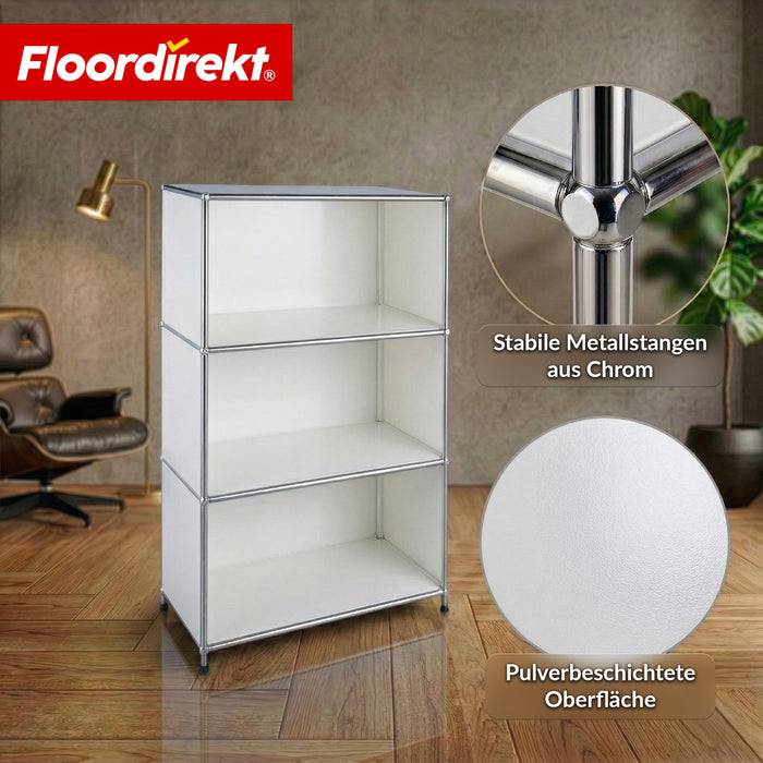 FLOORDIREKT Metallregal Concept Epure MK-030 - Offenes Sideboard & Ablageregal - 4 Ablageflächen - Weiß