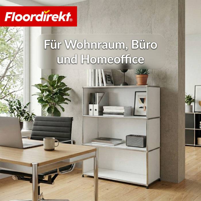 FLOORDIREKT Metallregal Concept Epure MK-030 - Offenes Sideboard & Ablageregal - 4 Ablageflächen - Weiß