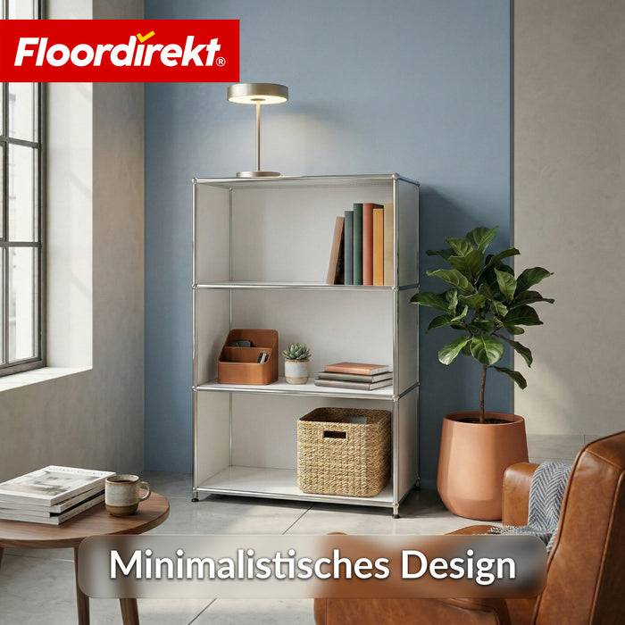 FLOORDIREKT Metallregal Concept Epure MK-030 - Offenes Sideboard & Ablageregal - 4 Ablageflächen - Weiß
