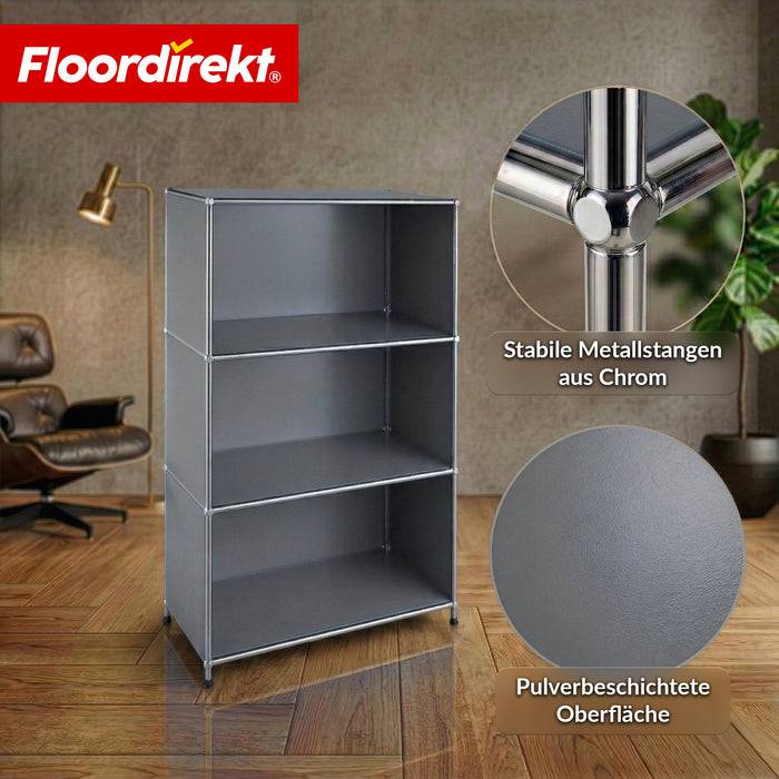 FLOORDIREKT Metallregal Concept Epure MK-030 - Offenes Sideboard & Ablageregal - 4 Ablageflächen - Grau