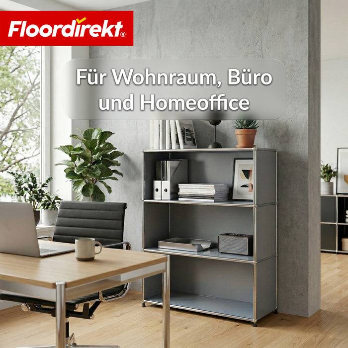 FLOORDIREKT Metallregal Concept Epure MK-030 - Offenes Sideboard & Ablageregal - 4 Ablageflächen - Grau