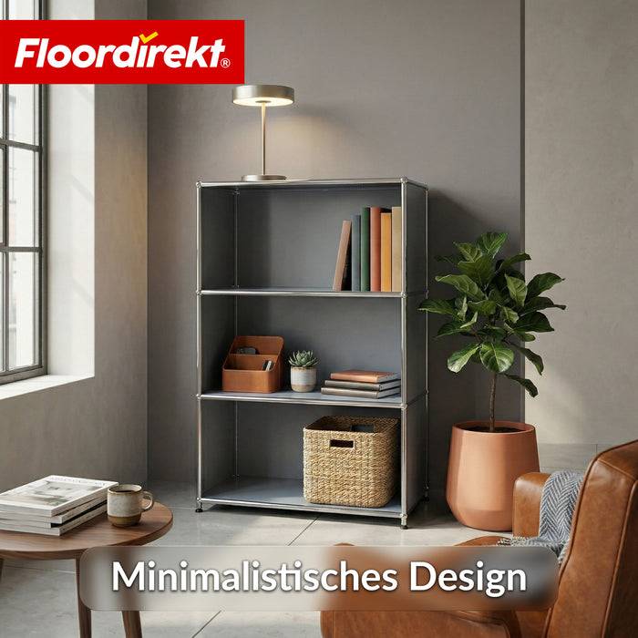 FLOORDIREKT Metallregal Concept Epure MK-030 - Offenes Sideboard & Ablageregal - 4 Ablageflächen - Grau