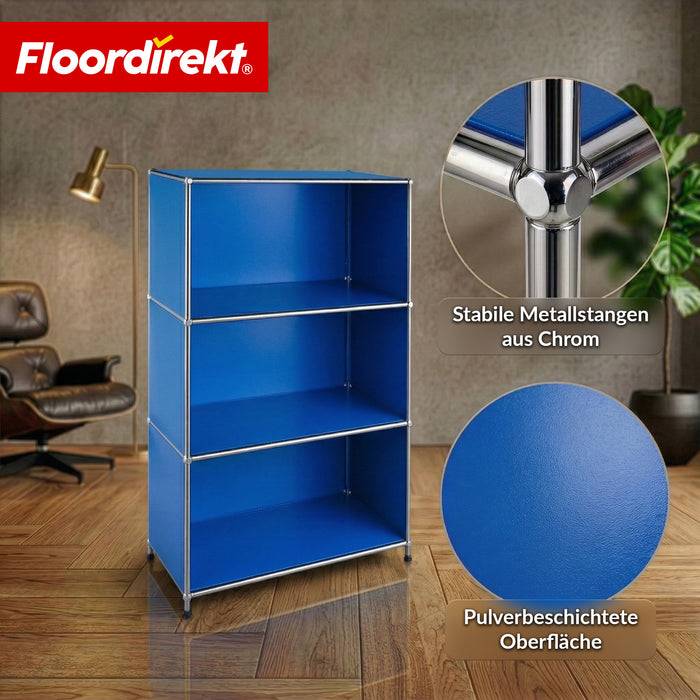 FLOORDIREKT Metallregal Concept Epure MK-030 - Offenes Sideboard & Ablageregal - 4 Ablageflächen - Blau