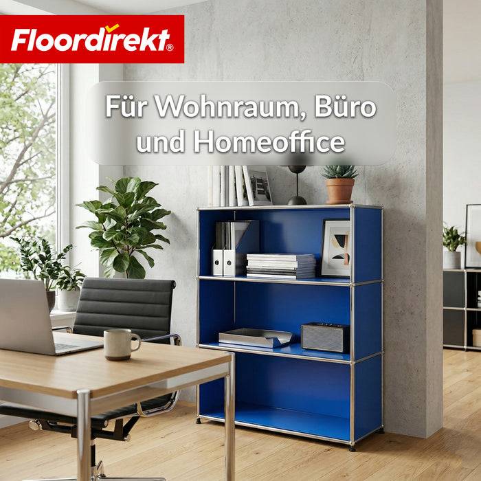 FLOORDIREKT Metallregal Concept Epure MK-030 - Offenes Sideboard & Ablageregal - 4 Ablageflächen - Blau