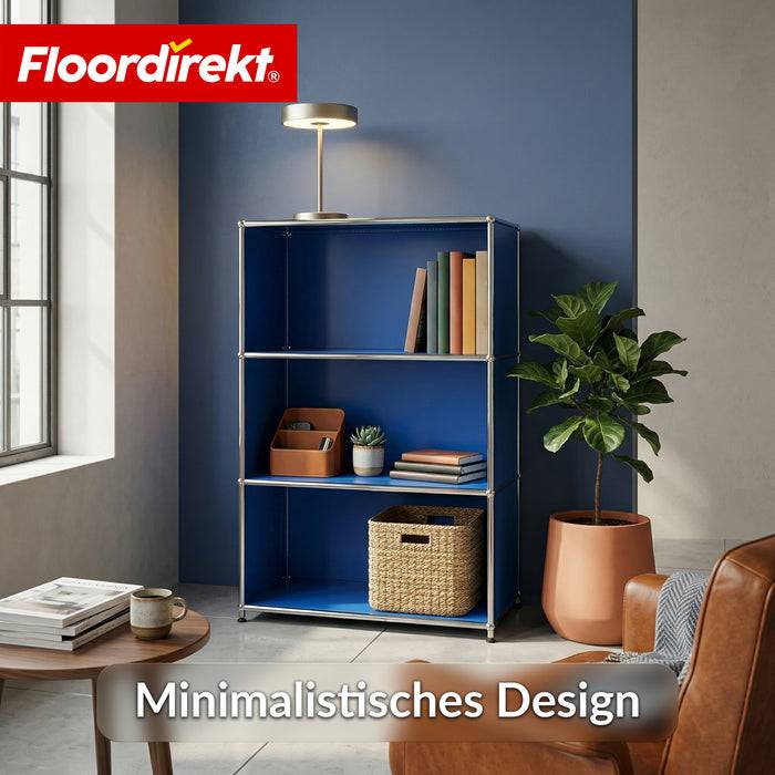 FLOORDIREKT Metallregal Concept Epure MK-030 - Offenes Sideboard & Ablageregal - 4 Ablageflächen - Blau