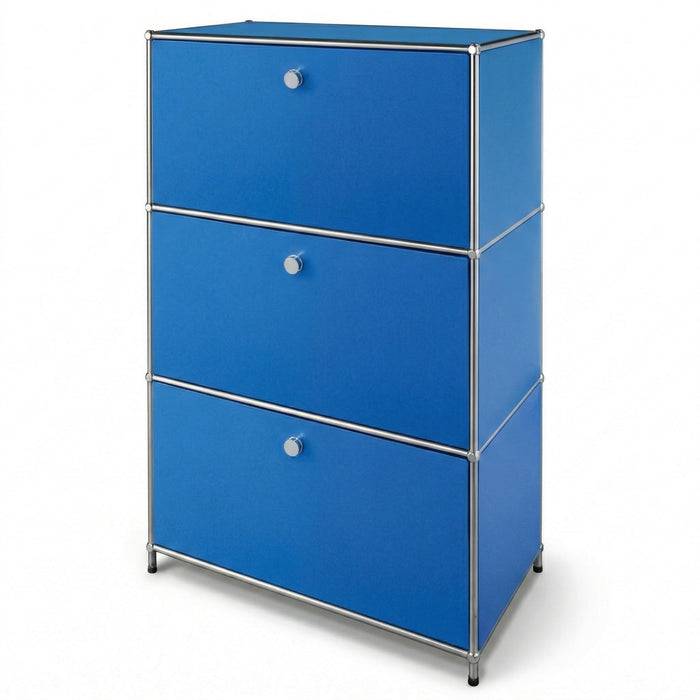 FLOORDIREKT Metallregal Concept Epure MK-129 - Moderner Aufbewahrungsschrank - 3 verschließbare Fächer - Blau