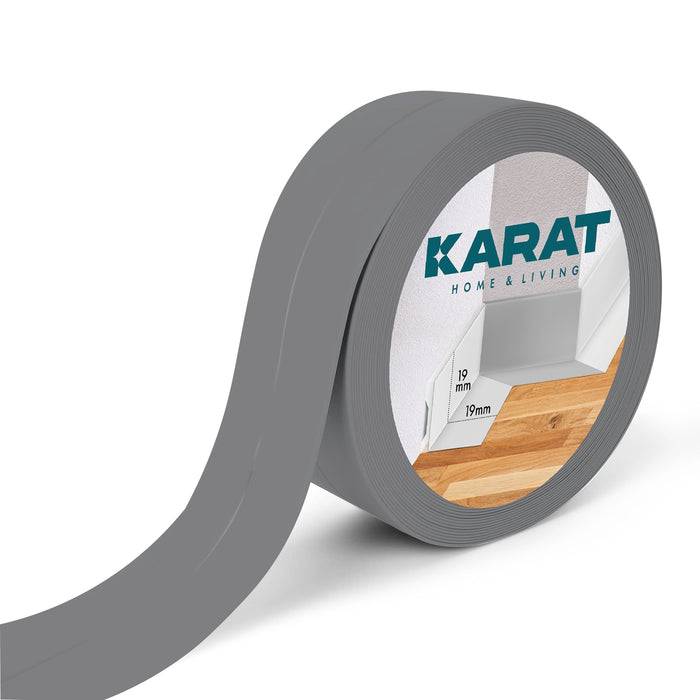 KARAT Weichsockelleiste Riga - Selbstklebende Sockelleiste - In verschiedenen Farben erhältlich - Grau - 15 m
