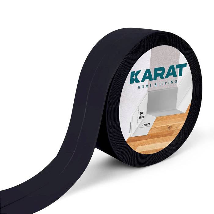 KARAT Weichsockelleiste Riga - Selbstklebende Sockelleiste - In verschiedenen Farben erhältlich - Schwarz - 15 m