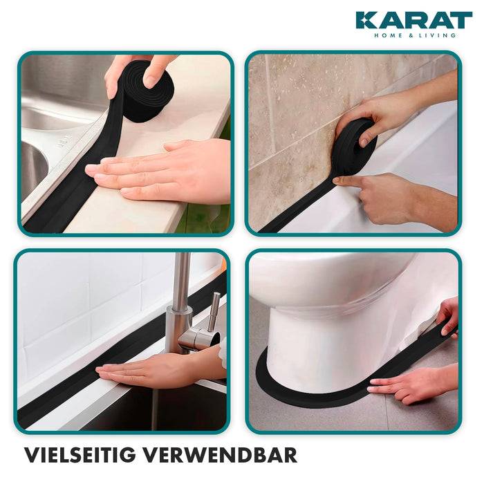KARAT Weichsockelleiste Riga - Selbstklebende Sockelleiste - In verschiedenen Farben erhältlich - Schwarz - 15 m