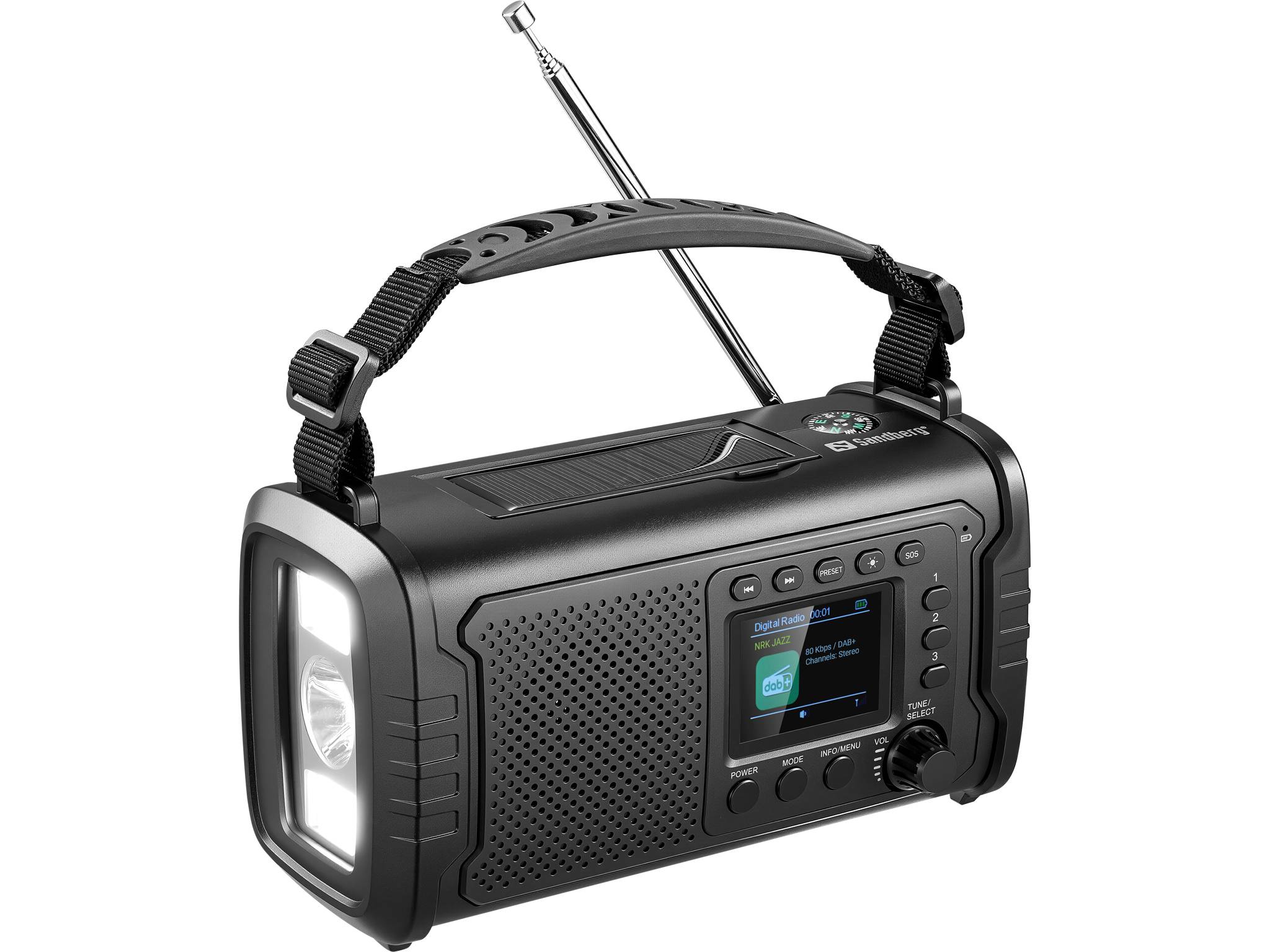 Sandberg 421-38, Tragbar, Analog & Digital, DAB+, FM, 87,5 - 108 MHz, 174 - 240 MHz, 3 W