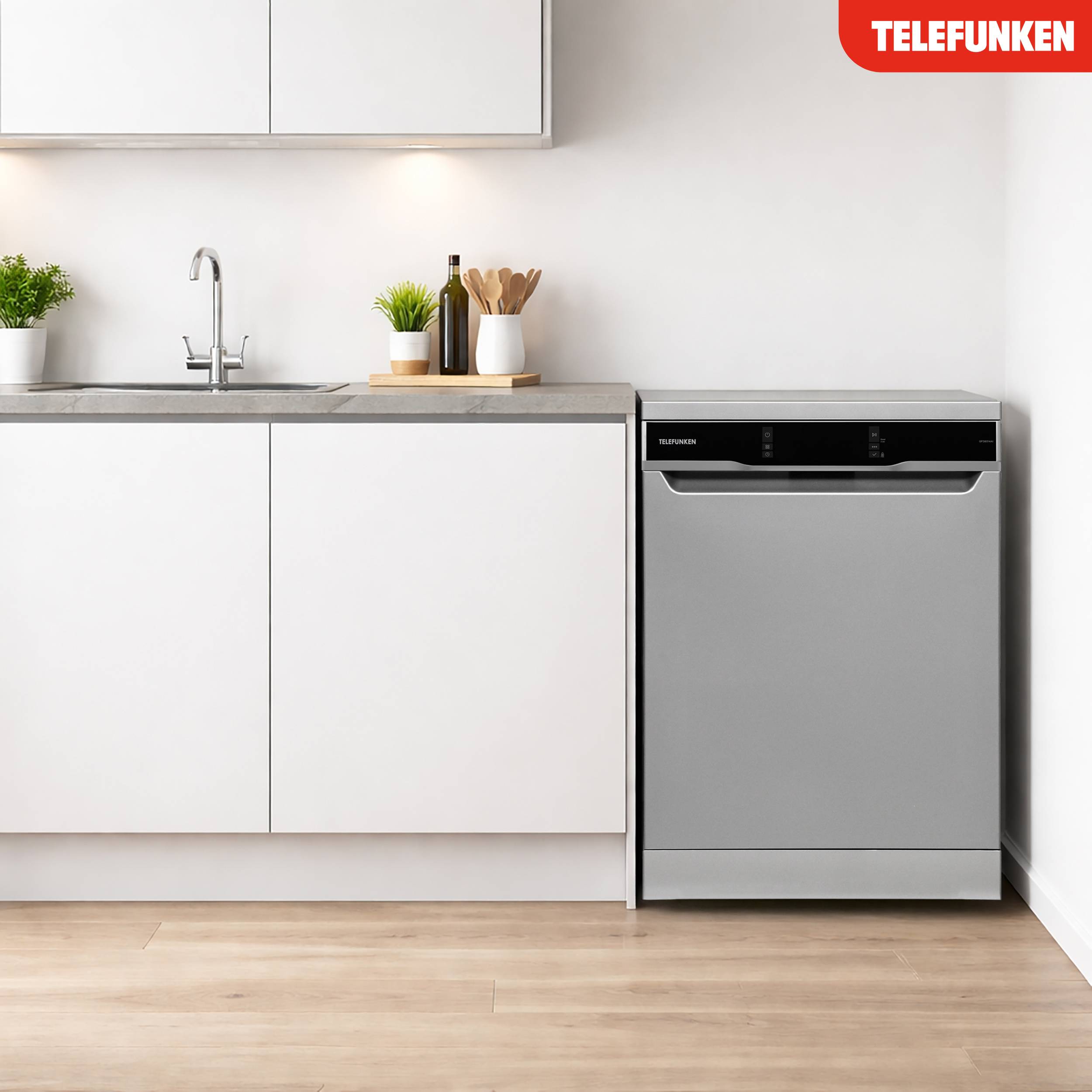 Telefunken Geschirrspüler 60 cm | Spülmaschine freistehend | 14 Maßgedecke | 9 Programme | Unterbaufähig | GFS6014AI