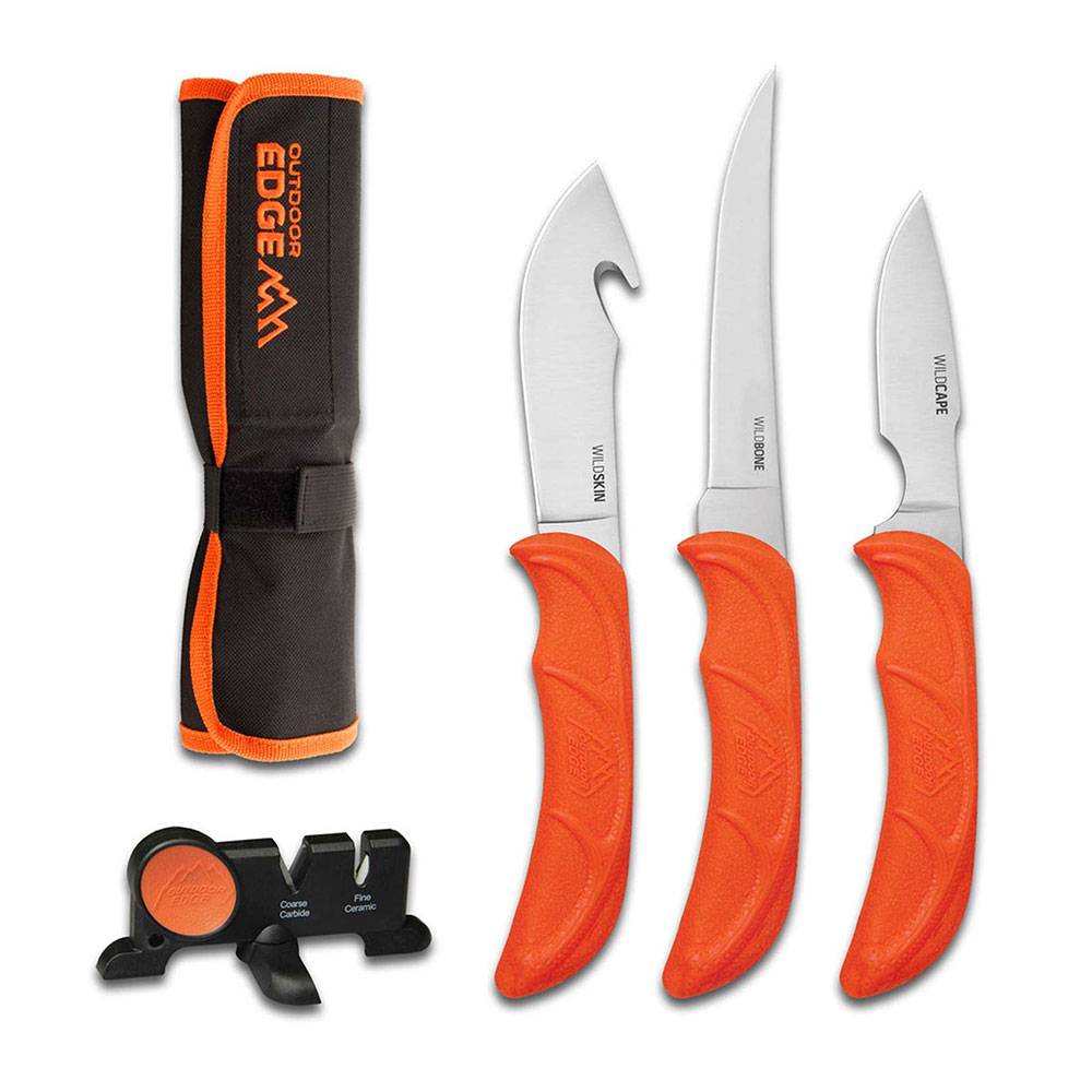 Outdoor Edge WildLite 4-teiliges Messer-Set in Rolltasche - Orange