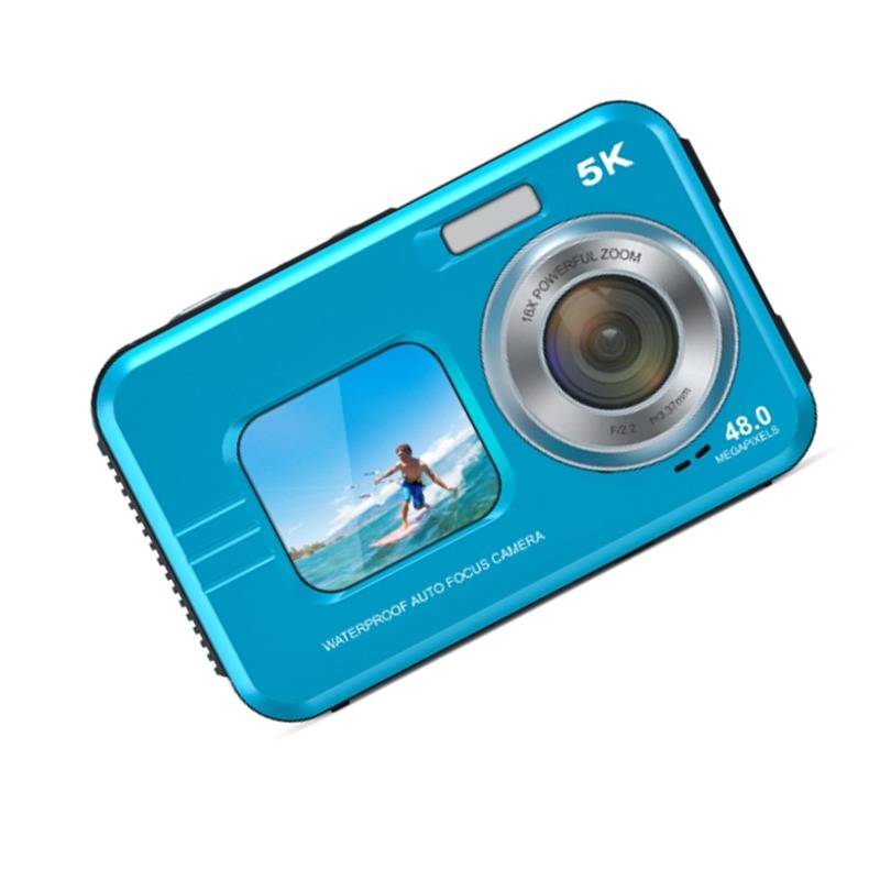 5K Wasserdichte Digitalkamera mit Dual-Display für Selfies und Unterwasseraufnahmen Blue