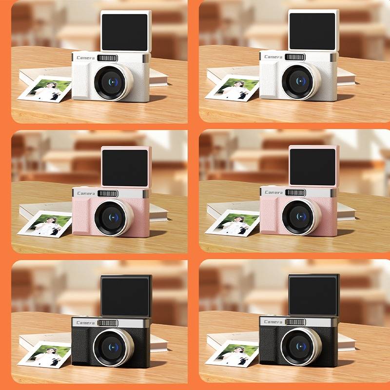 Retro-Digitalkamera mit hochauflösender Dual-Linse, 5x optischem Zoom und 2,4" LCD-Bildschirm Pink