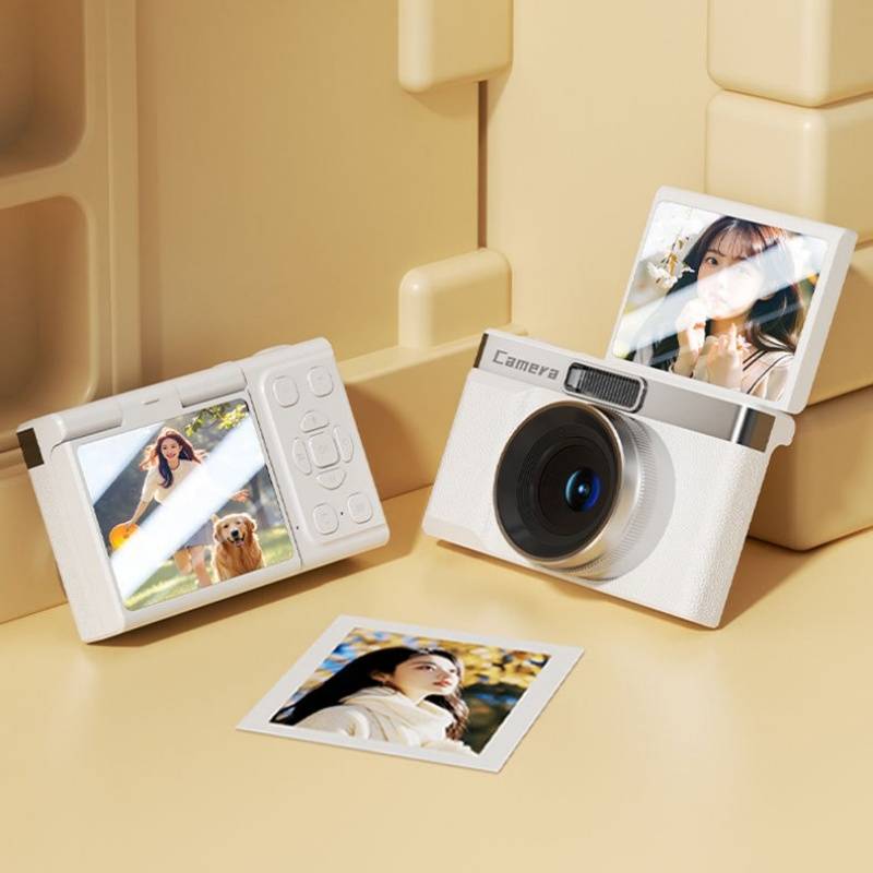 Retro-Digitalkamera mit hochauflösender Dual-Linse, 5x optischem Zoom und 2,4" LCD-Bildschirm White