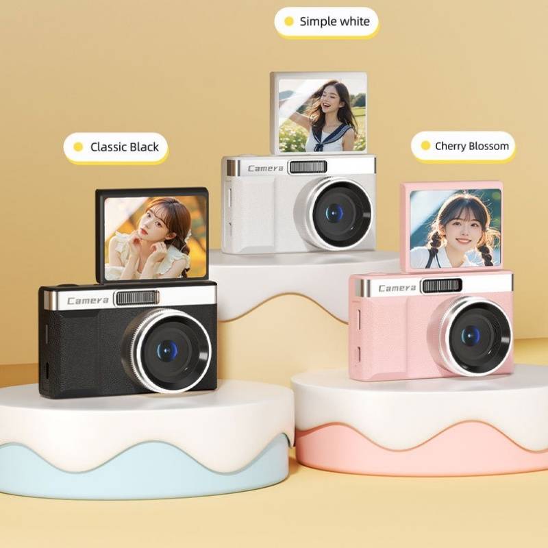 Retro-Digitalkamera mit hochauflösender Dual-Linse, 5x optischem Zoom und 2,4" LCD-Bildschirm White